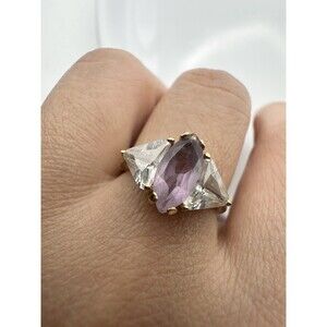 Lind 14k Gold Electroplated Natural Amethyst Ring Size 5